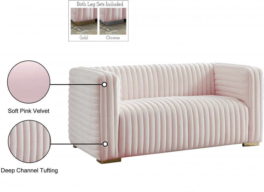 Ravish Pink Velvet Loveseat - 640Pink-L - Vega Furniture