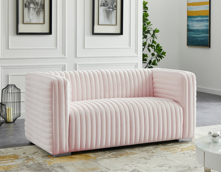 Ravish Pink Velvet Loveseat - 640Pink-L - Vega Furniture