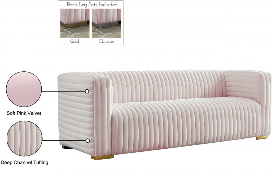 Ravish Pink Velvet Sofa - 640Pink-S - Vega Furniture