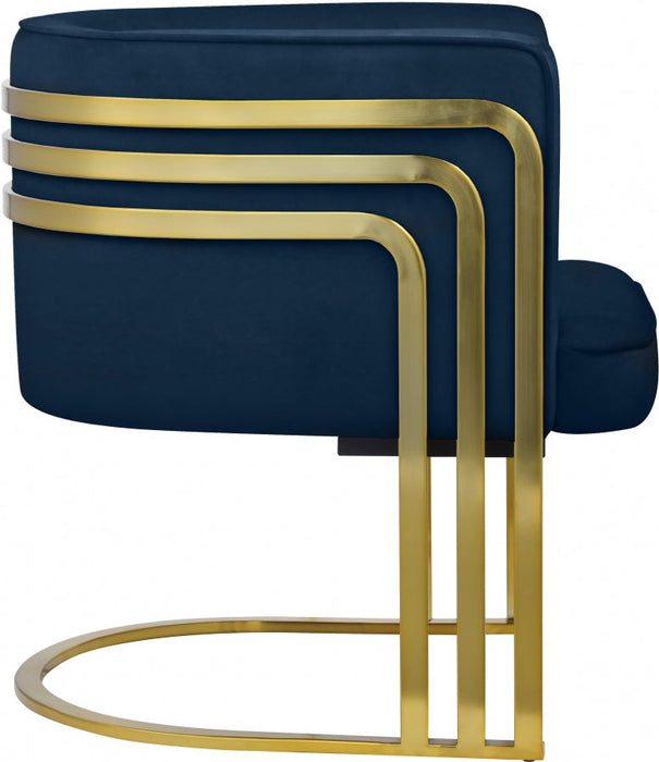 Rays Blue Velvet Accent Chair - 533Navy - Vega Furniture