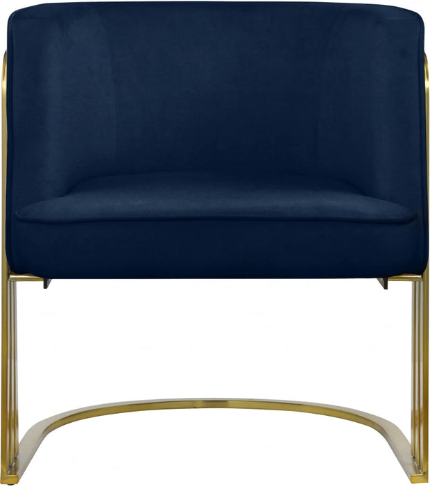 Rays Blue Velvet Accent Chair - 533Navy - Vega Furniture