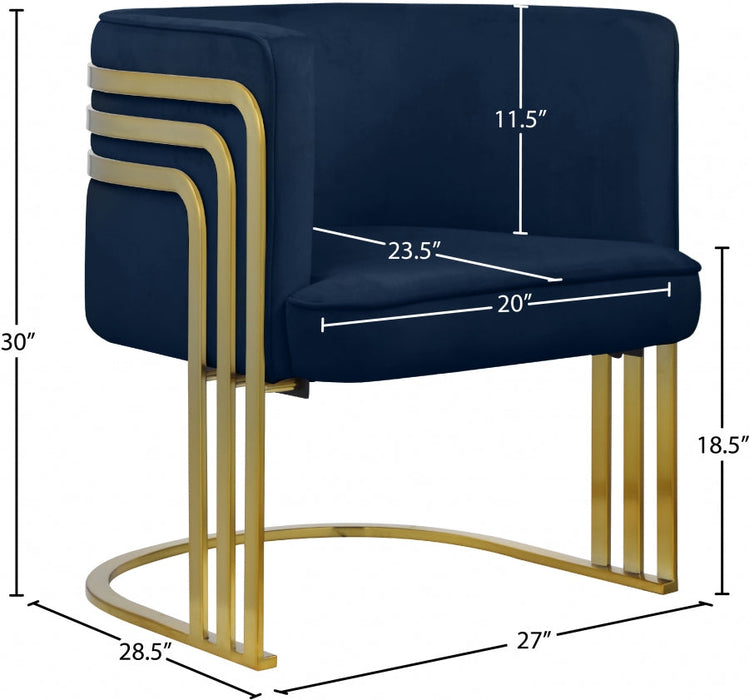 Rays Blue Velvet Accent Chair - 533Navy - Vega Furniture