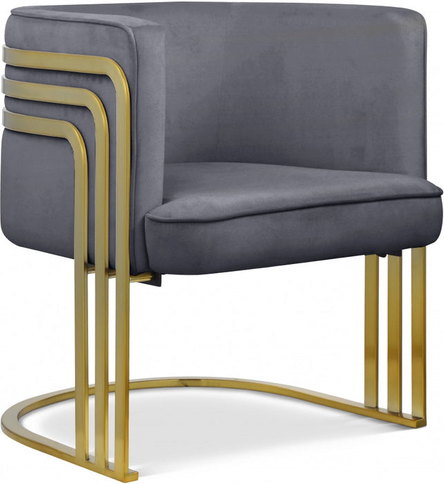 Rays Grey Velvet Accent Chair - 533Grey - Vega Furniture