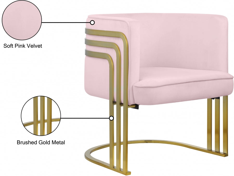 Rays Pink Velvet Accent Chair - 533Pink - Vega Furniture