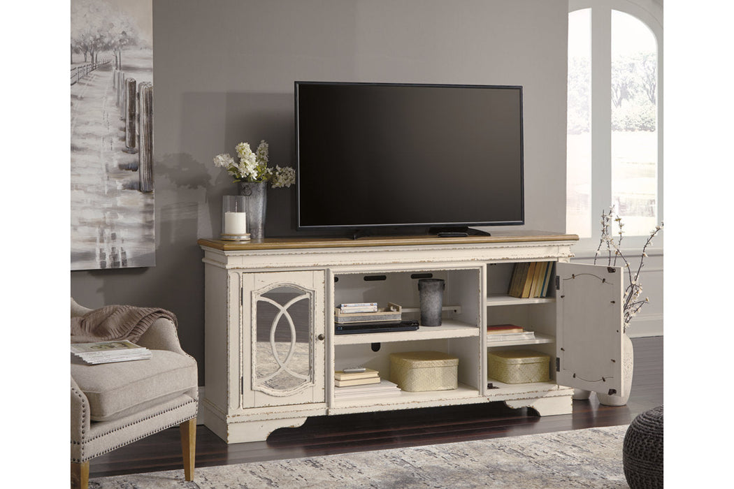 Realyn Chipped White 74" TV Stand - W743-68 - Vega Furniture