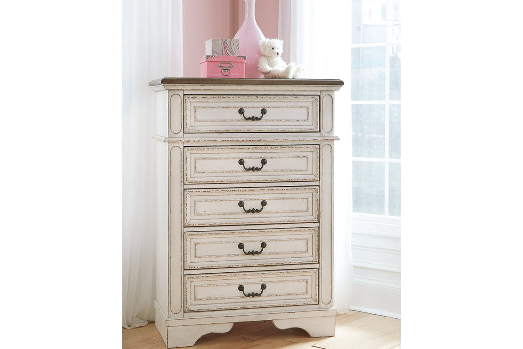 Realyn Chipped White Chest of Drawers - B743-45 - Vega Furniture