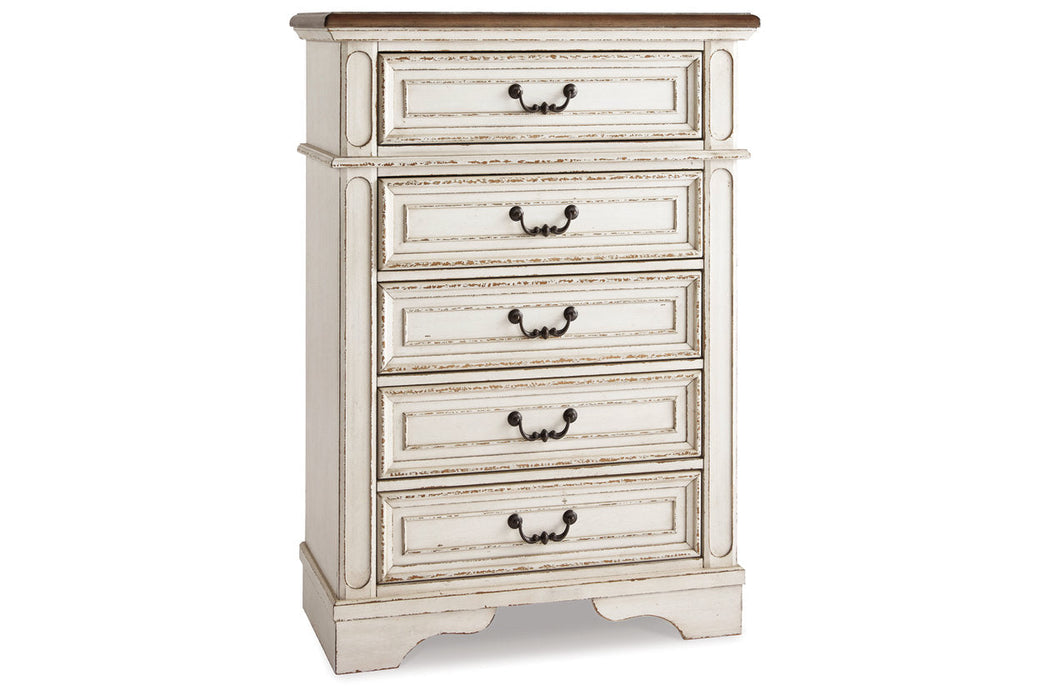 Realyn Chipped White Chest of Drawers - B743-45 - Vega Furniture