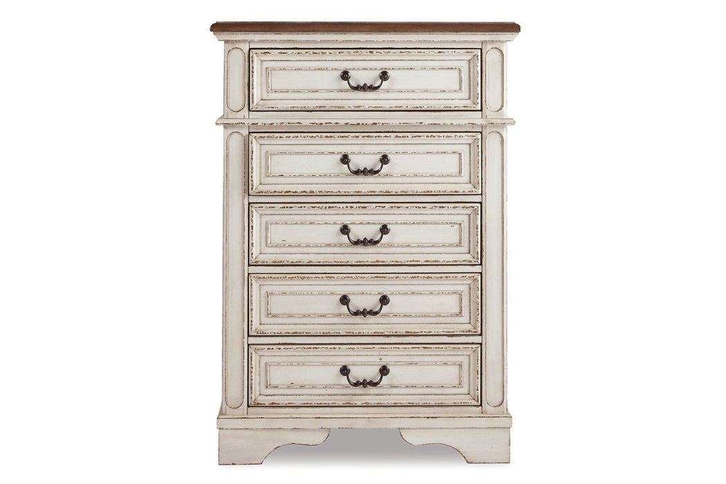 Realyn Chipped White Chest of Drawers - B743-45 - Vega Furniture