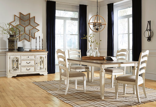 Realyn Chipped White Extendable Ladder Dining Set - SET | D743-45 | D743-01(4) - Vega Furniture