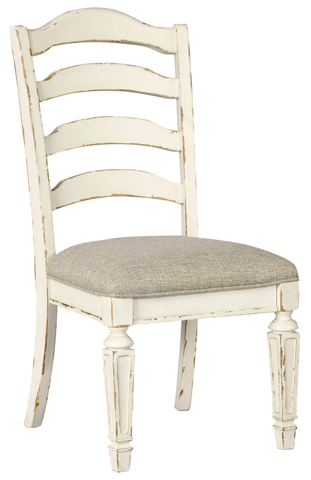 Realyn Chipped White Extendable Ladder Dining Set - SET | D743-45 | D743-01(4) - Vega Furniture