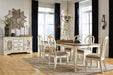 Realyn Chipped White Extendable Ribbon Dining Set - SET | D743-45 | D743-02(2) - Vega Furniture