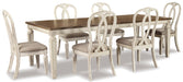 Realyn Chipped White Extendable Ribbon Dining Set - SET | D743-45 | D743-02(2) - Vega Furniture