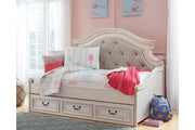 Realyn Chipped White Twin Daybed with 1 Large Storage Drawer - SET | B743-80 | B743-60 - Vega Furniture