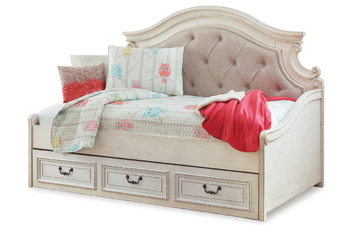 Realyn Chipped White Twin Daybed with 1 Large Storage Drawer - SET | B743-80 | B743-60 - Vega Furniture