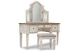 Realyn Two-tone Vanity and Mirror with Stool - B743-22 - Vega Furniture