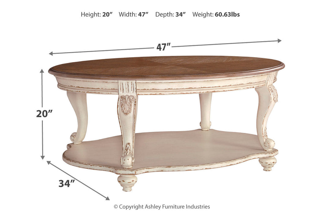 Realyn White/Brown Coffee Table - T743-0 - Vega Furniture