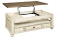 Realyn White/Brown Coffee Table with Lift Top - T523-9 - Vega Furniture