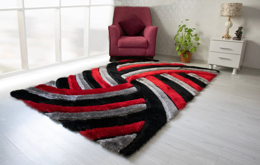 3D Shaggy Gray/Red 5X7 Area Rug - 3D333-GRY/RED-57 - Vega Furniture