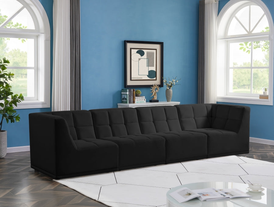 Relax Black Velvet Modular 128" Sofa - 650Black-S128 - Vega Furniture