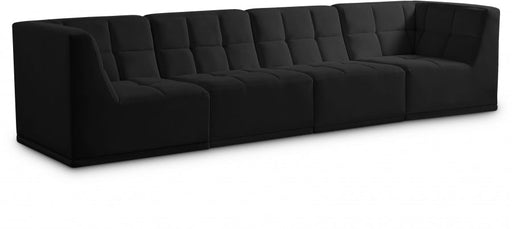 Relax Black Velvet Modular 128" Sofa - 650Black-S128 - Vega Furniture