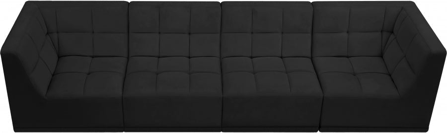 Relax Black Velvet Modular 128" Sofa - 650Black-S128 - Vega Furniture