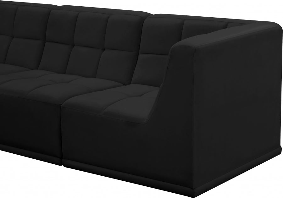 Relax Black Velvet Modular 128" Sofa - 650Black-S128 - Vega Furniture