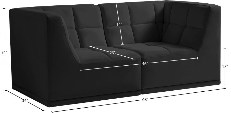 Relax Black Velvet Modular 68" Sofa - 650Black-S68 - Vega Furniture