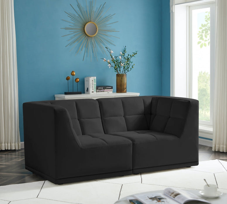 Relax Black Velvet Modular 68" Sofa - 650Black-S68 - Vega Furniture