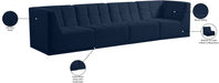 Relax Blue Velvet Modular 128" Sofa - 650Navy-S128 - Vega Furniture