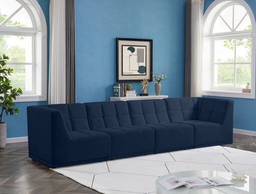 Relax Blue Velvet Modular 128" Sofa - 650Navy-S128 - Vega Furniture