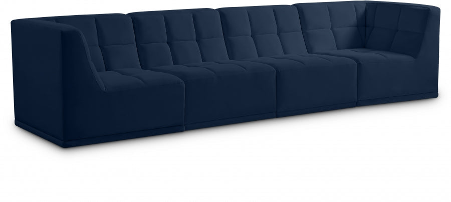 Relax Blue Velvet Modular 128" Sofa - 650Navy-S128 - Vega Furniture