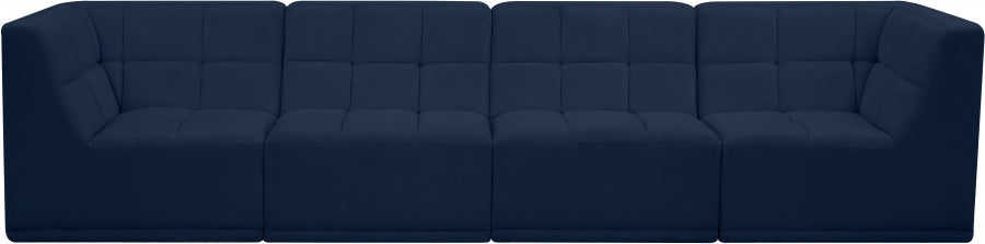 Relax Blue Velvet Modular 128" Sofa - 650Navy-S128 - Vega Furniture