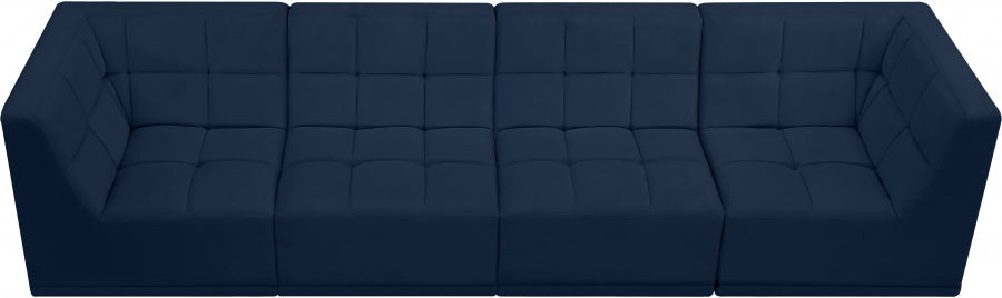 Relax Blue Velvet Modular 128" Sofa - 650Navy-S128 - Vega Furniture