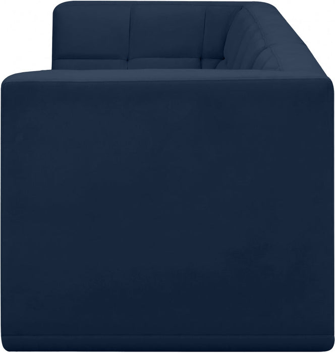 Relax Blue Velvet Modular 128" Sofa - 650Navy-S128 - Vega Furniture