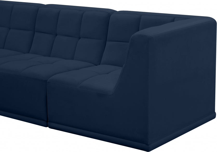 Relax Blue Velvet Modular 128" Sofa - 650Navy-S128 - Vega Furniture