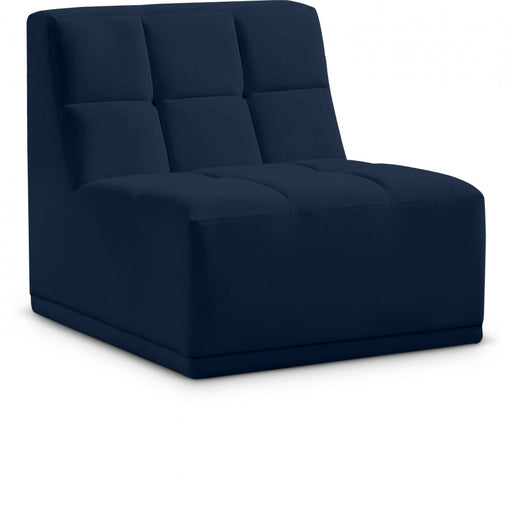 Relax Blue Velvet Modular Armless Chair - 650Navy-Armless - Vega Furniture