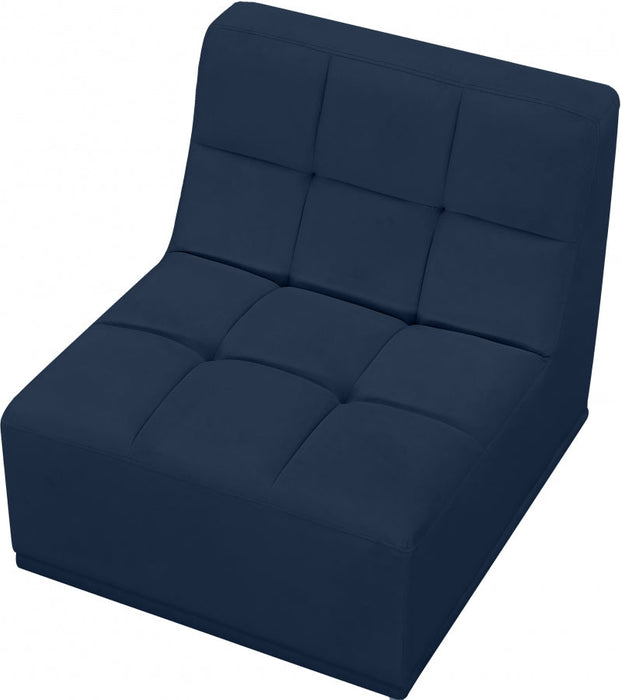 Relax Blue Velvet Modular Armless Chair - 650Navy-Armless - Vega Furniture