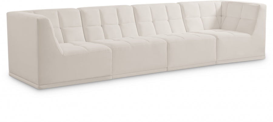 Relax Cream Velvet Modular 128" Sofa - 650Cream-S128 - Vega Furniture