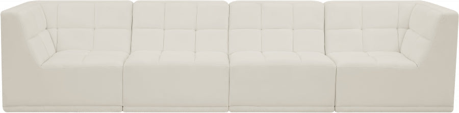 Relax Cream Velvet Modular 128" Sofa - 650Cream-S128 - Vega Furniture