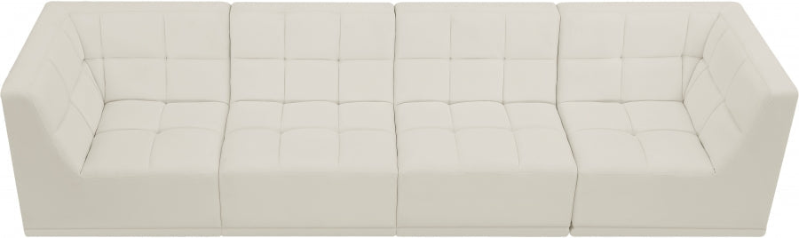 Relax Cream Velvet Modular 128" Sofa - 650Cream-S128 - Vega Furniture