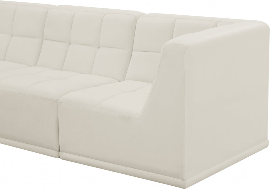 Relax Cream Velvet Modular 128" Sofa - 650Cream-S128 - Vega Furniture