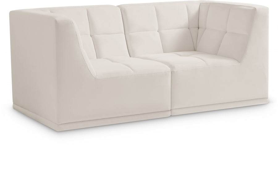 Relax Cream Velvet Modular 68" Sofa - 650Cream-S68 - Vega Furniture