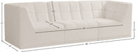 Relax Cream Velvet Modular 98" Sofa - 650Cream-S98 - Vega Furniture