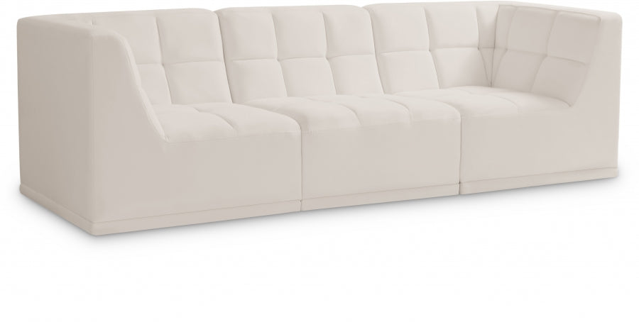 Relax Cream Velvet Modular 98" Sofa - 650Cream-S98 - Vega Furniture