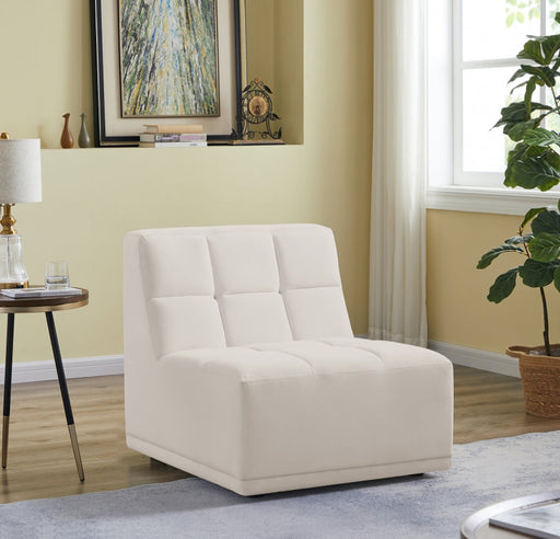 Relax Cream Velvet Modular Armless Chair - 650Cream-Armless - Vega Furniture