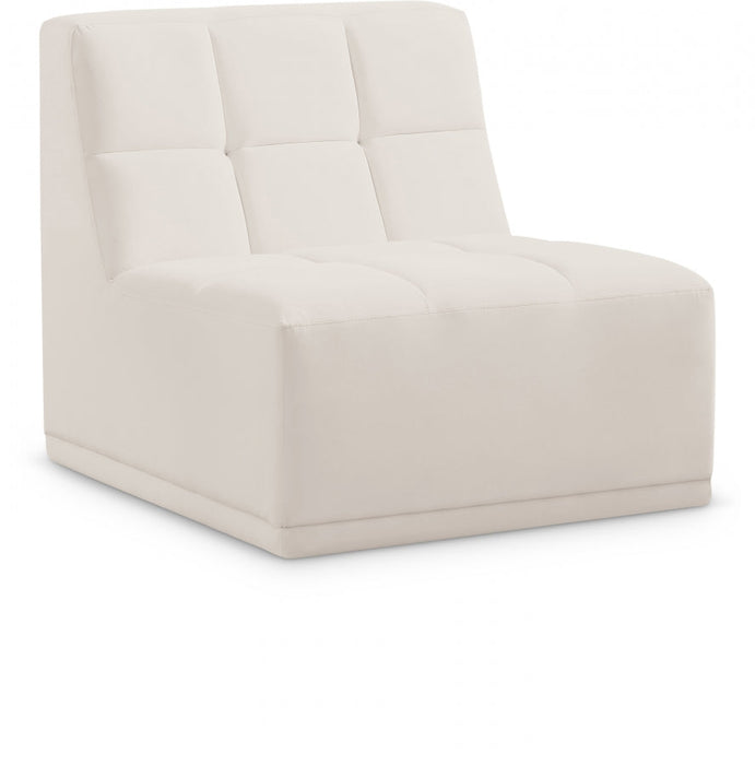 Relax Cream Velvet Modular Armless Chair - 650Cream-Armless - Vega Furniture