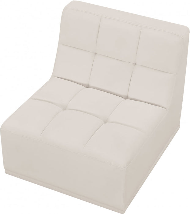 Relax Cream Velvet Modular Armless Chair - 650Cream-Armless - Vega Furniture