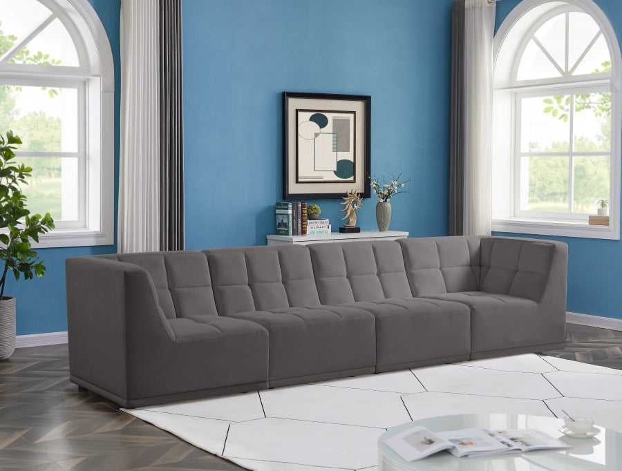 Relax Grey Velvet Modular 128" Sofa - 650Grey-S128 - Vega Furniture