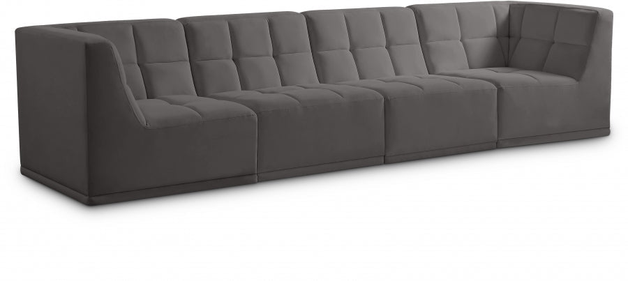 Relax Grey Velvet Modular 128" Sofa - 650Grey-S128 - Vega Furniture