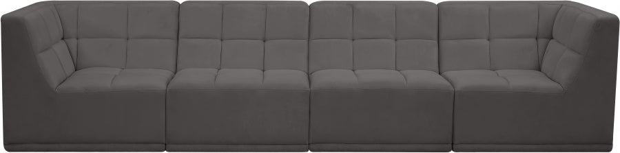 Relax Grey Velvet Modular 128" Sofa - 650Grey-S128 - Vega Furniture